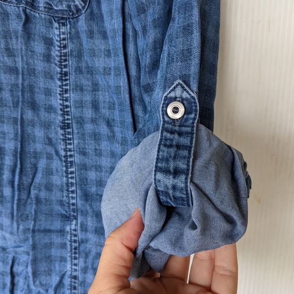 J. JILL chambray gingham plaid button front shirt dress - Picture 7 of 12